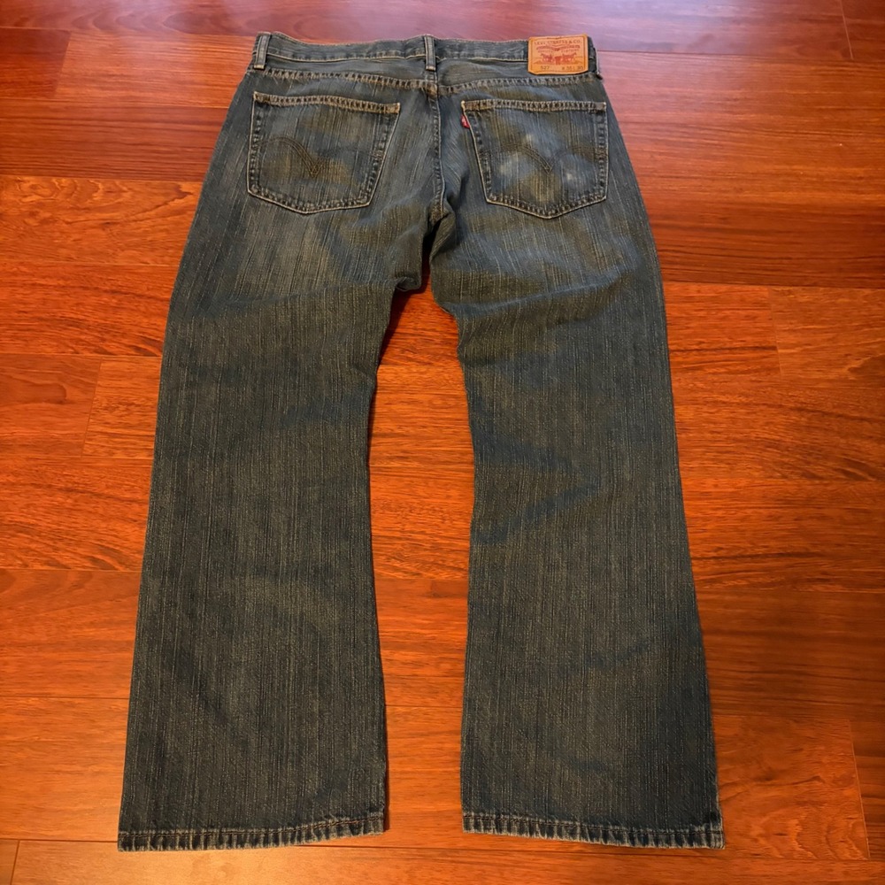 Levis Mens 527 Slim Bootcut Jeans Size 36x30 Washed Faded Blue Denim Classic Y2K